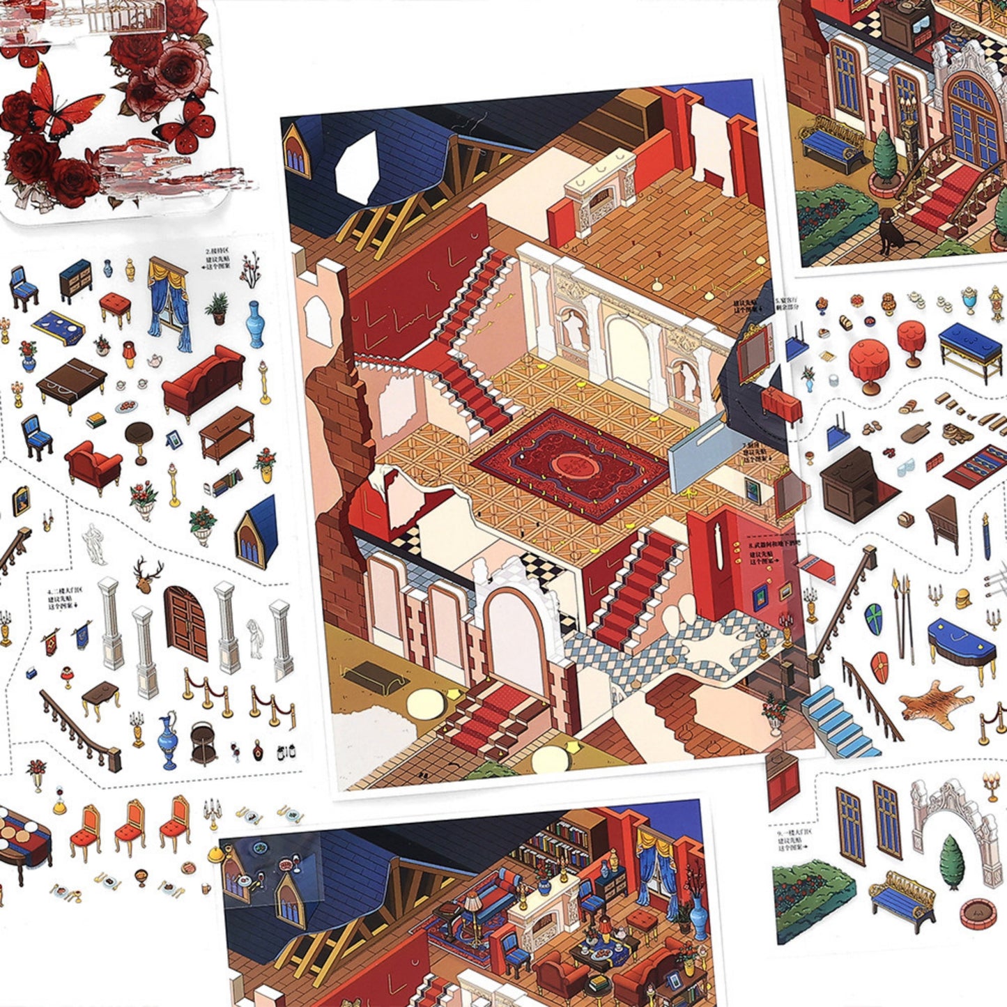 Noble Gathering 3D Sticker | 2 Cute Miniature Scenes