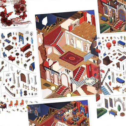 Noble Gathering 3D Sticker | 2 Cute Miniature Scenes