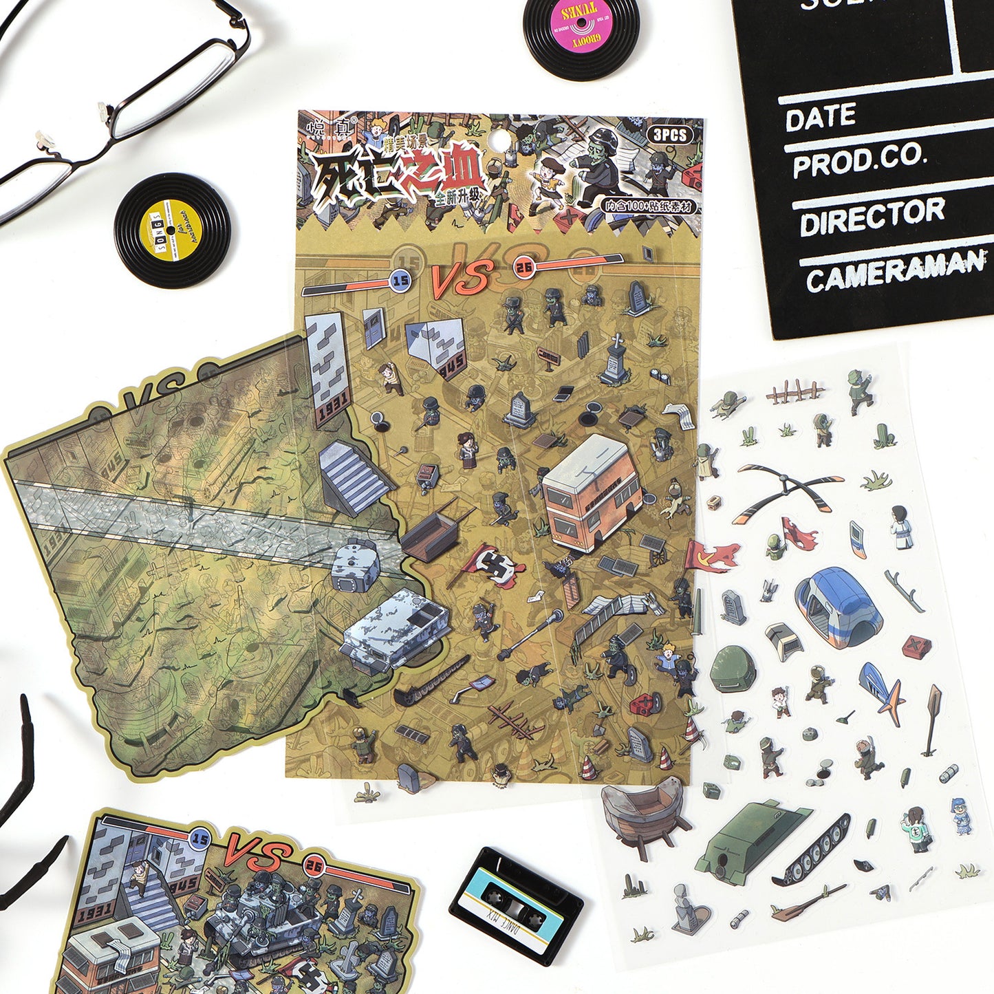 Wrong Turn 3D Sticker | 4 Cute Miniature Scenes