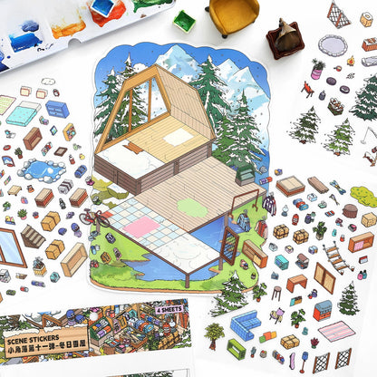 Four Seasons Retreat 3D Sticker | 4 Cute Miniature Scenes