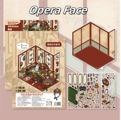 Oriental Vanity 3D Sticker | 4 Cute Miniature Scenes