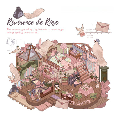 Rose's Greeting 3D Sticker | 4 Miniature Scenes