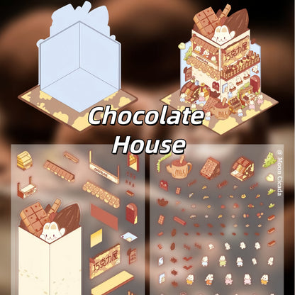 Bunny's Shop 3D Sticker | 4 Cute Miniature Scenes