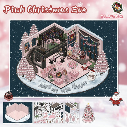 Merry Christmas 3D Sticker | 4 Cute Miniature Scenes