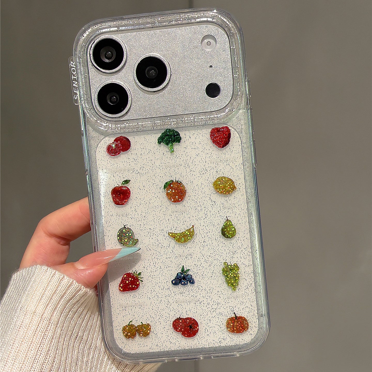 Grid Fruit Illustration Acrylic Phone Case