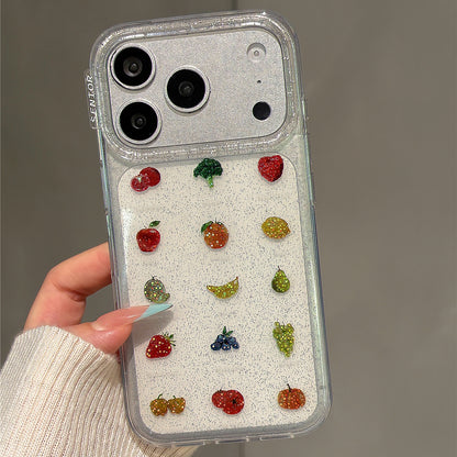 Grid Fruit Illustration Acrylic Phone Case