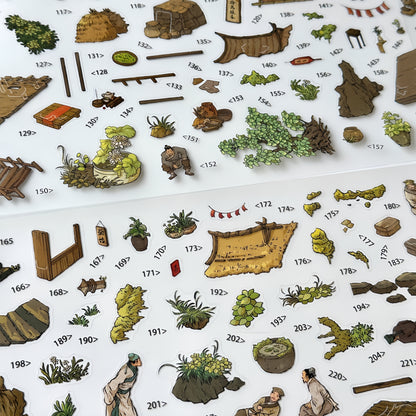 Ancient Taverns and Tea Houses 3D Sticker | 2 Cute Miniature Scenes