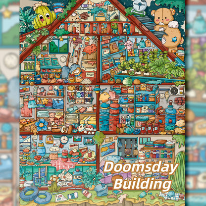 Cubic Building 3D Sticker | 2 Cute Miniature Scenes