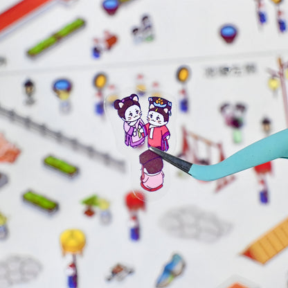 The Legend of Meow Huan 3D Sticker | 2 Cute Miniature Scenes