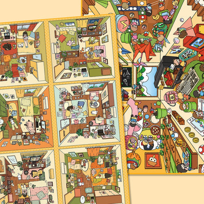 Treasured Memories 3D Sticker | 2 Cute Miniature Scenes