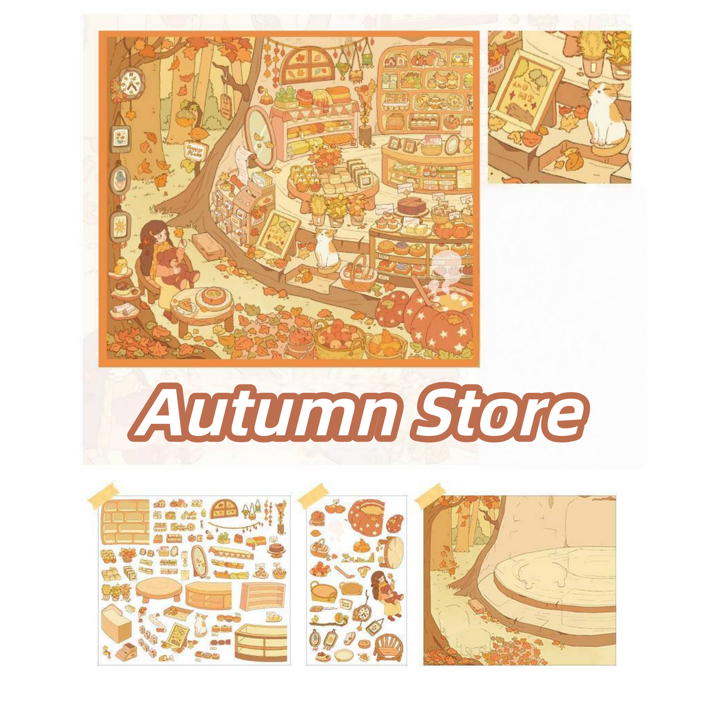 Four Seasons Series 3D Sticker | 4 Cute Miniature Scenes
