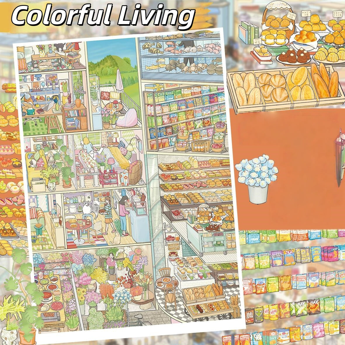 Daily Shopping 3D Sticker | 3 Cute Miniature Scenes