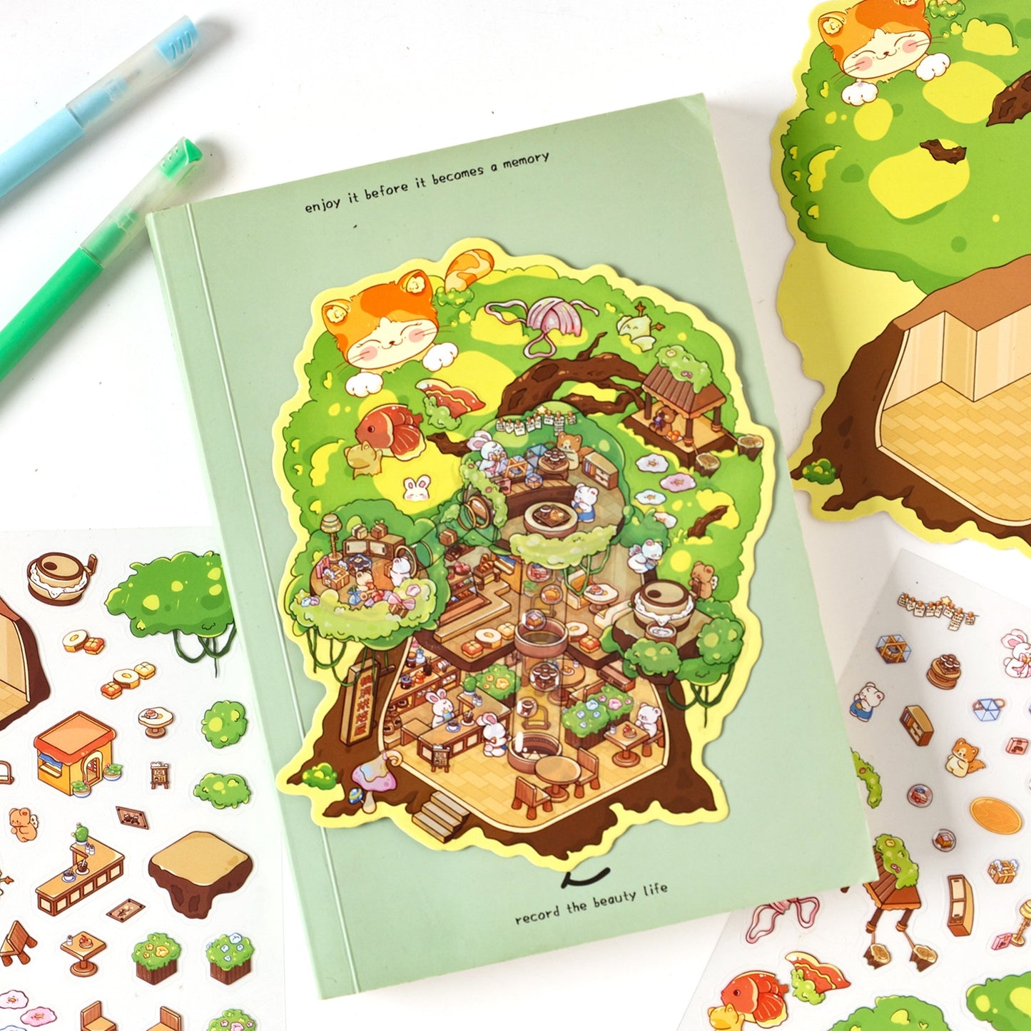 Rainbow Planet 3D Sticker | 4 Cute Miniature Scenes