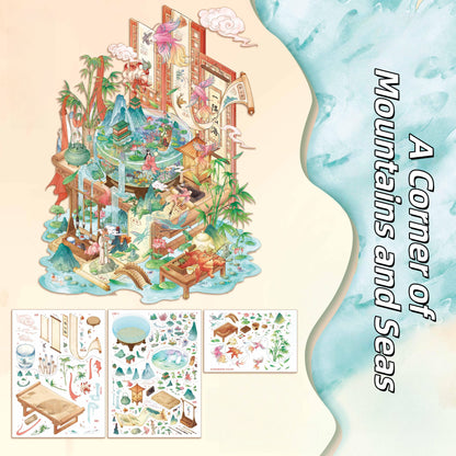 Whispering Wind Pavilion 3D Sticker | 4 Cute Miniature Scenes