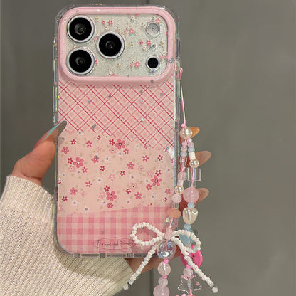 Pink Plaid Flowers Acrylic Phone Case