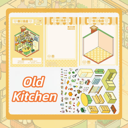Nostalgic Times 3D Sticker | 2 Cute Miniature Scenes