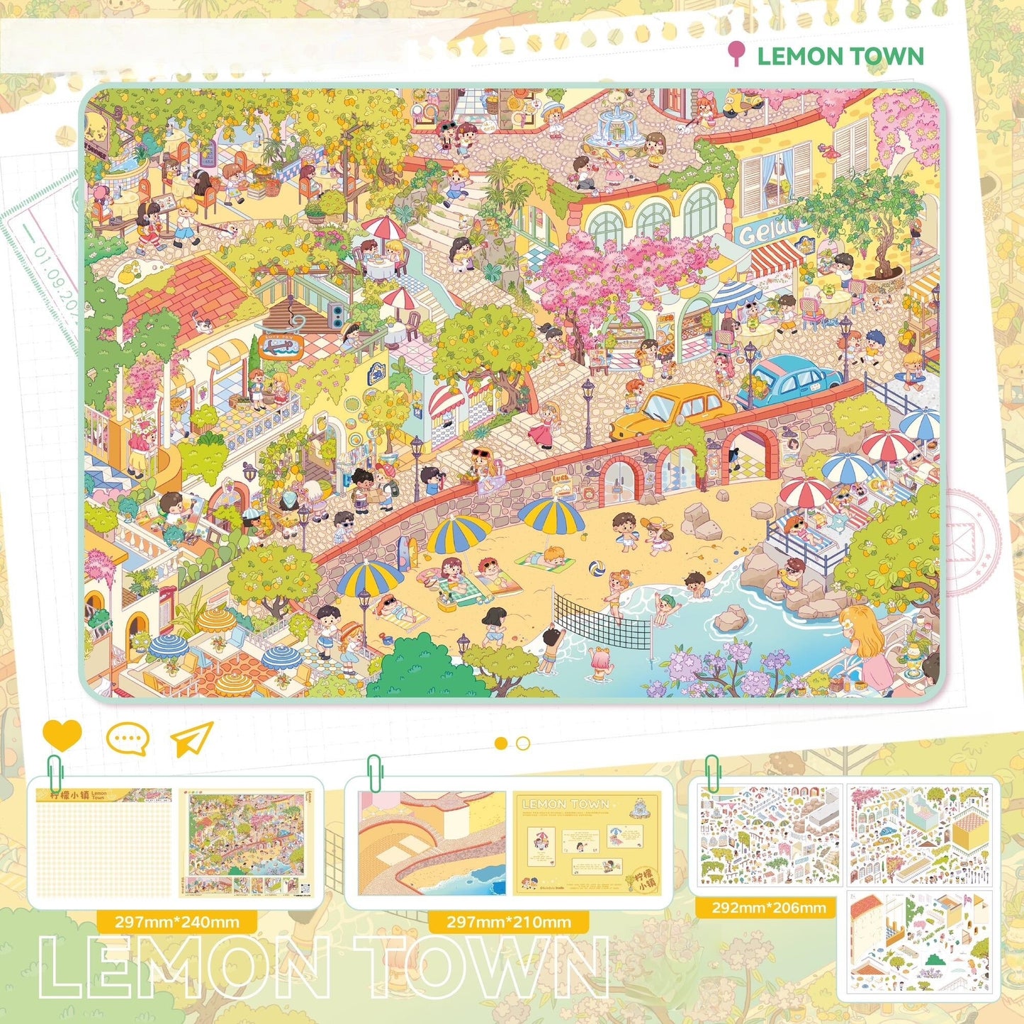 A Tour of the Small Town 3D Sticker | 4 Cute Miniature Scenes