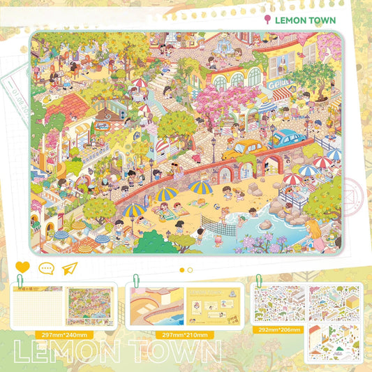 A Tour of the Small Town 3D Sticker | 4 Cute Miniature Scenes