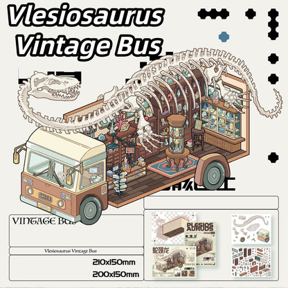 Dinosaur Bus 3D Sticker | 4 Cute Miniature Scenes