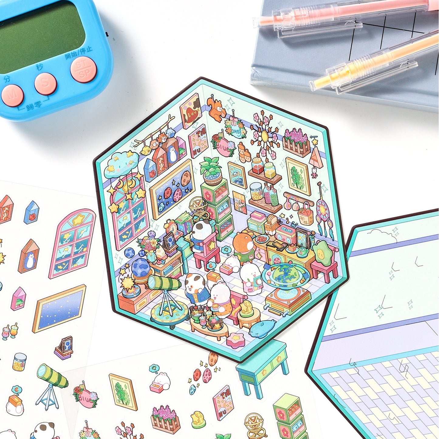Explorer’s Atlas 3D Sticker | 4 Cute Miniature Scenes