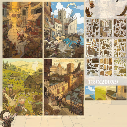 Medieval Series 3D Sticker | 4 Cute Miniature Scenes