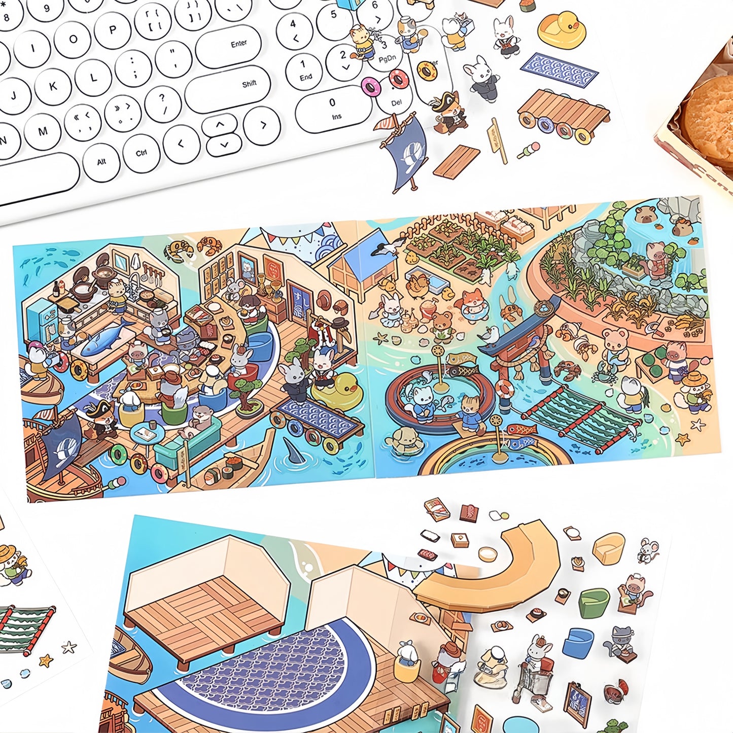 Simulation Management 3D Sticker | 4 Cute Miniature Scenes