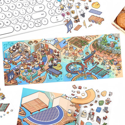 Simulation Management 3D Sticker | 4 Cute Miniature Scenes
