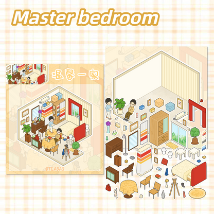 A Warm Family 3D Sticker | 5 Cute Miniature Scenes