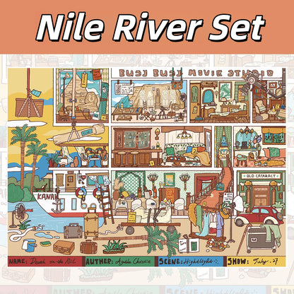 Cute Busy Town 3D Sticker | 5 Cute Miniature Scenes