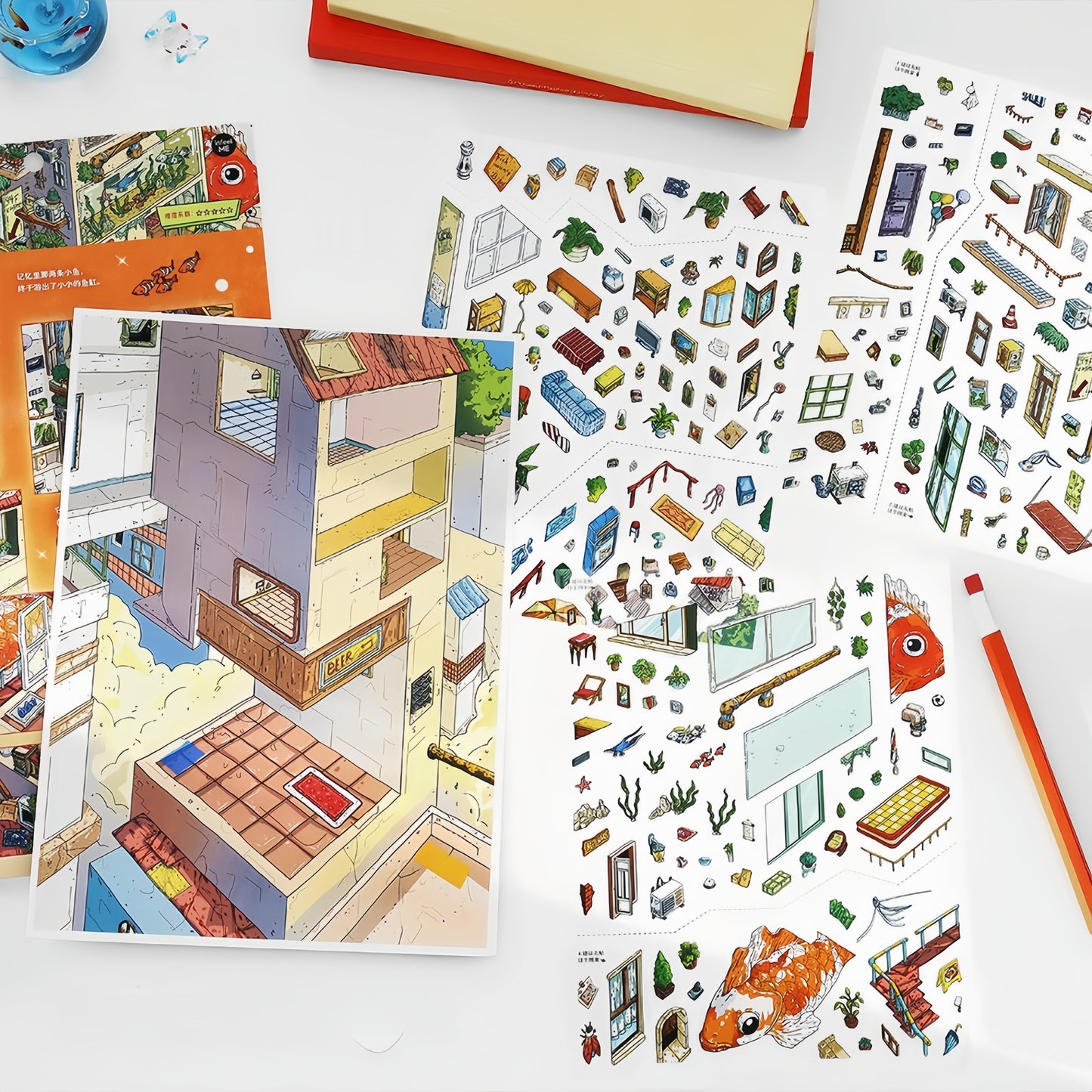 Fantastic Street 3D Sticker | 2 Cute Miniature Scenes