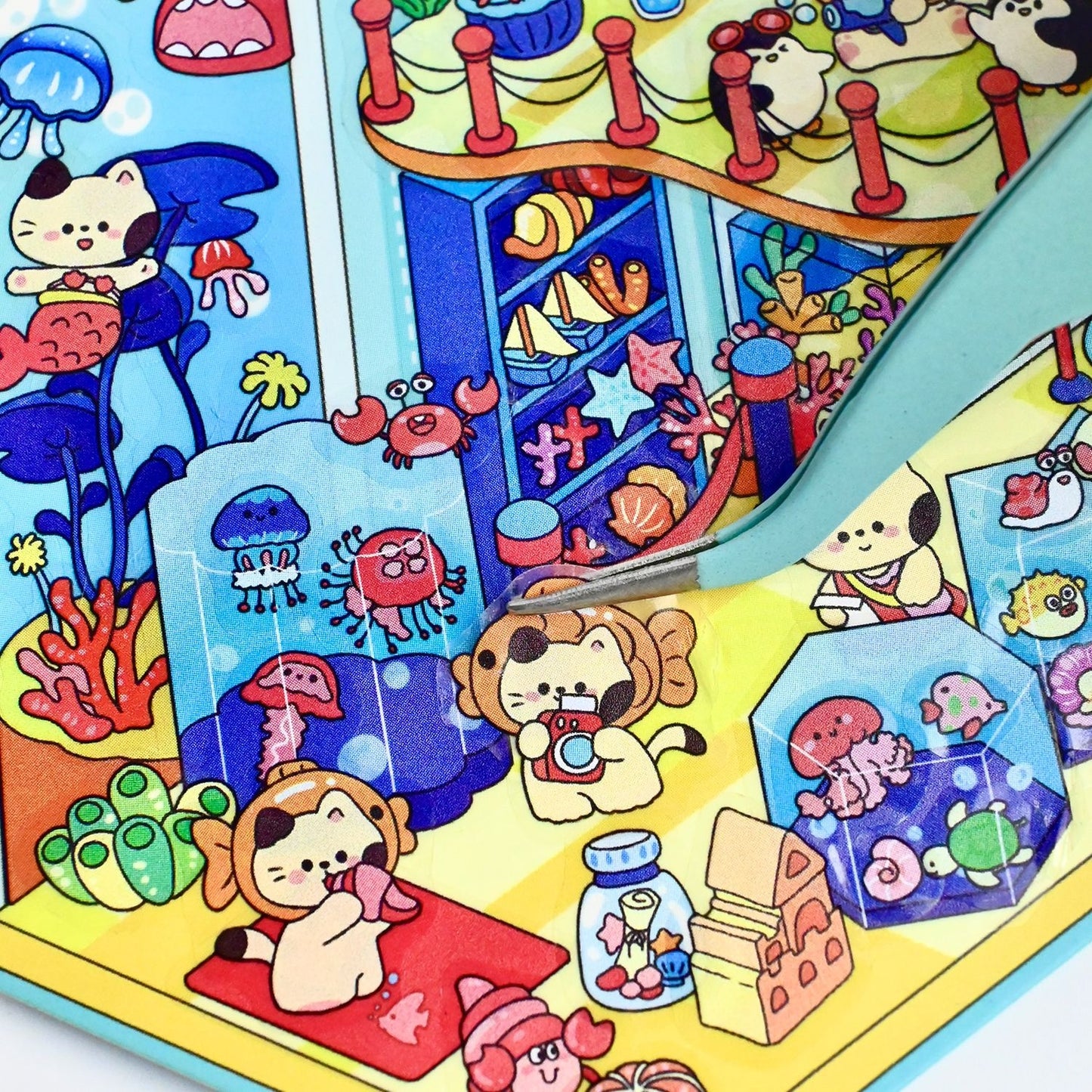 Exhibition Hall 3D Sticker | 4 Cute Miniature Scenes