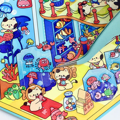 Exhibition Hall 3D Sticker | 4 Cute Miniature Scenes