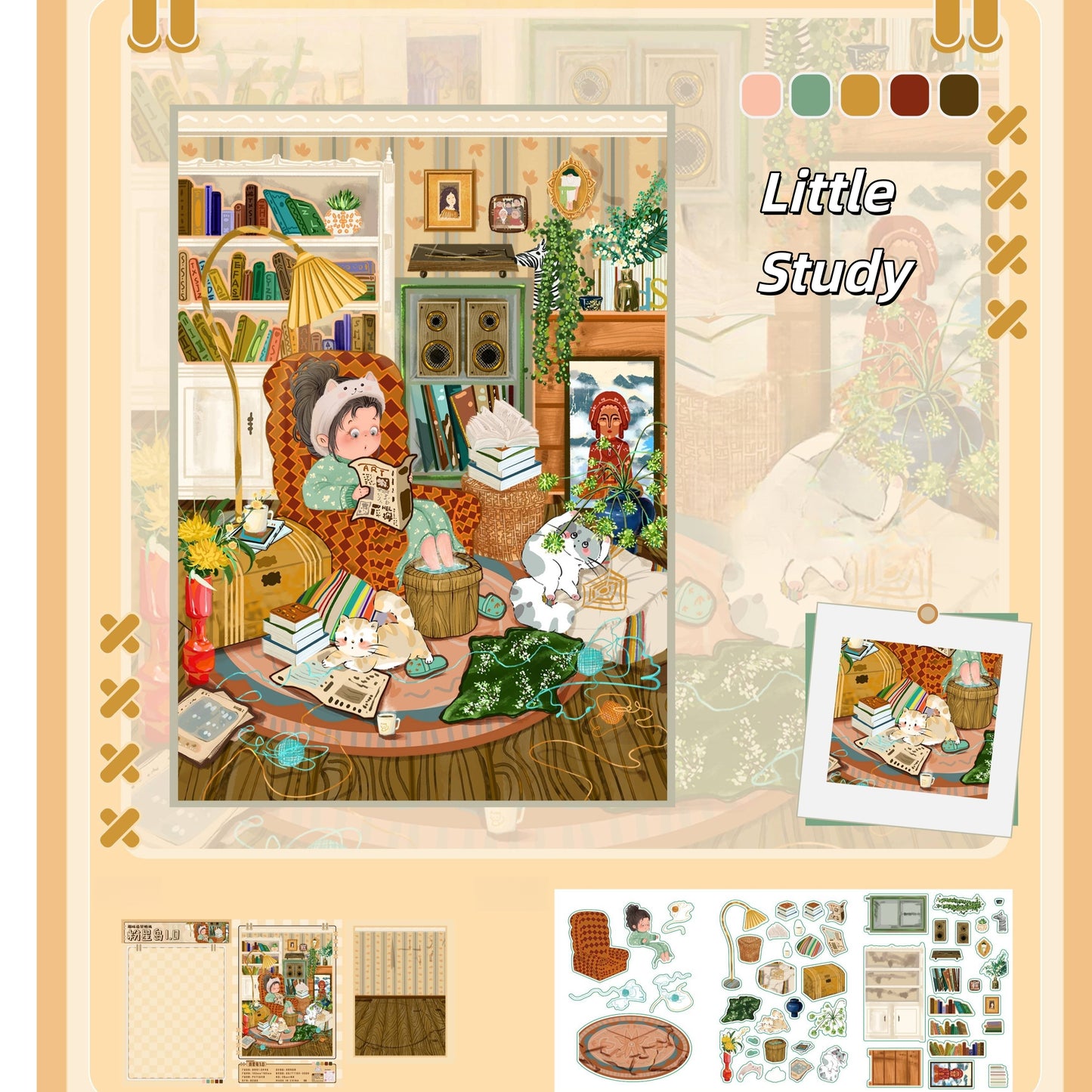 Little House 3D Sticker | 4 Cute Miniature Scenes