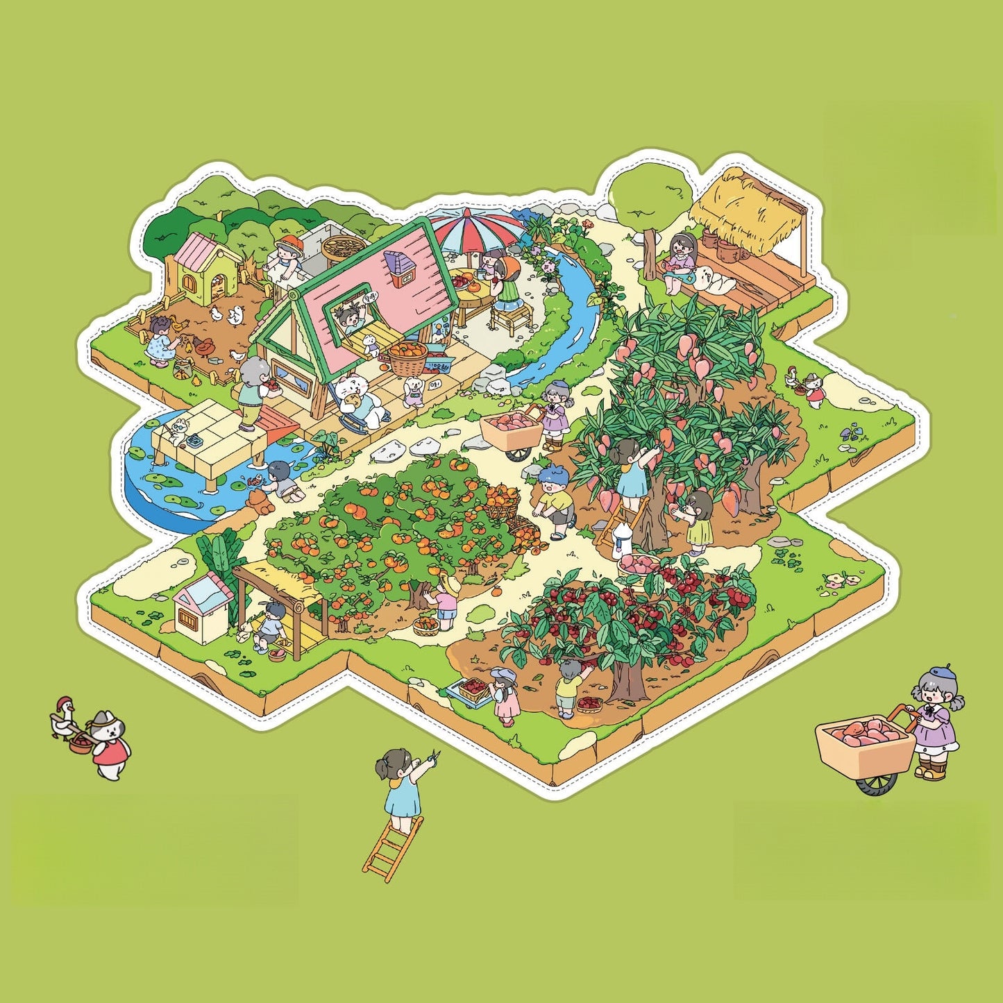 Grandma's Home 3D Sticker | 2 Cute Miniature Scenes