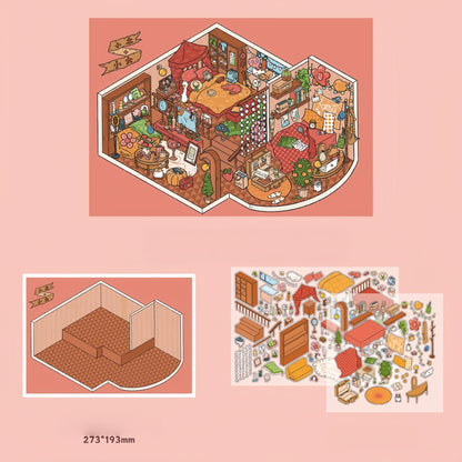 Midnight Villa 3D Sticker | 4 Cute Miniature Scenes