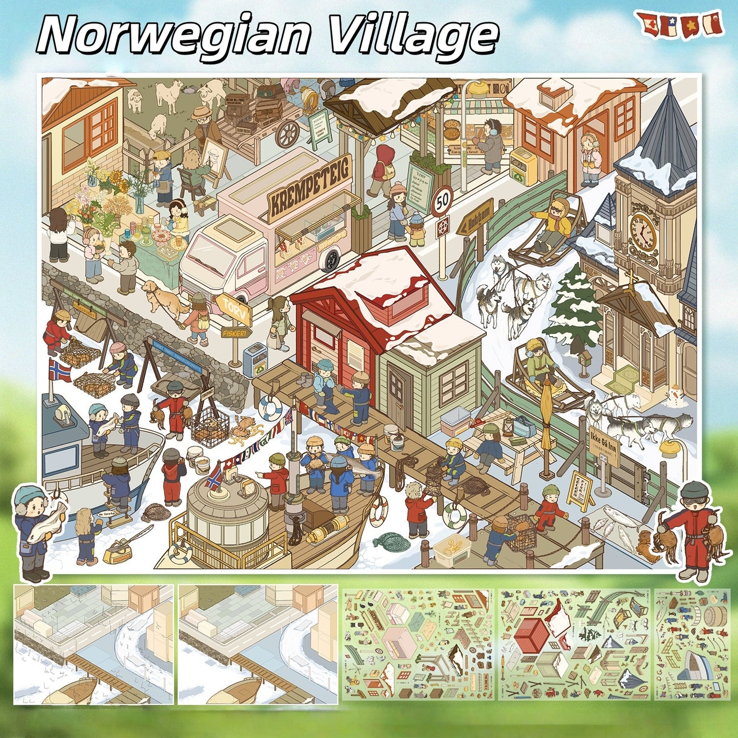 World Streetscape 3D Sticker | 2 Cute Miniature Scenes