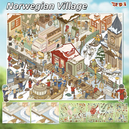 World Streetscape 3D Sticker | 2 Cute Miniature Scenes
