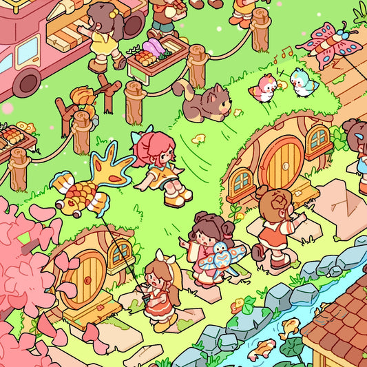 Whimsy Town 3D Sticker | 2 Cute Miniature Scenes
