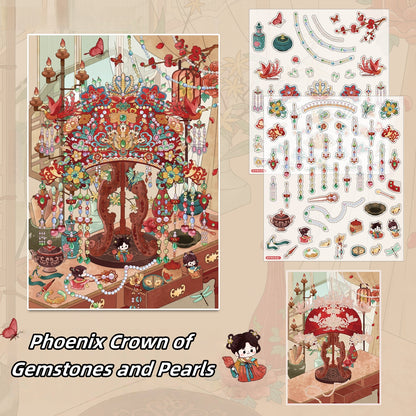 Ancient Chinese Finery 3D Sticker | 2 Cute Miniature Scenes