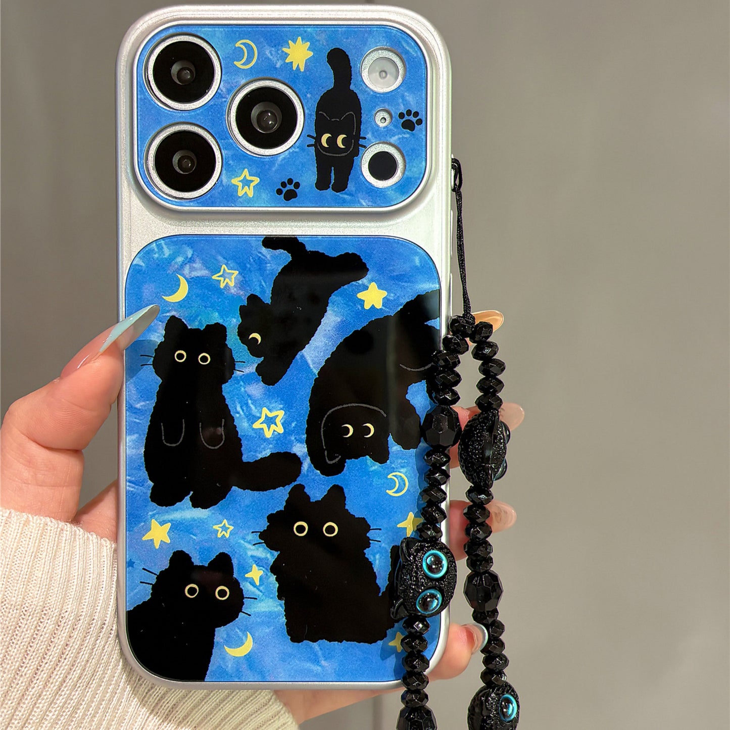 Starry Blue Cat Acrylic Phone Case