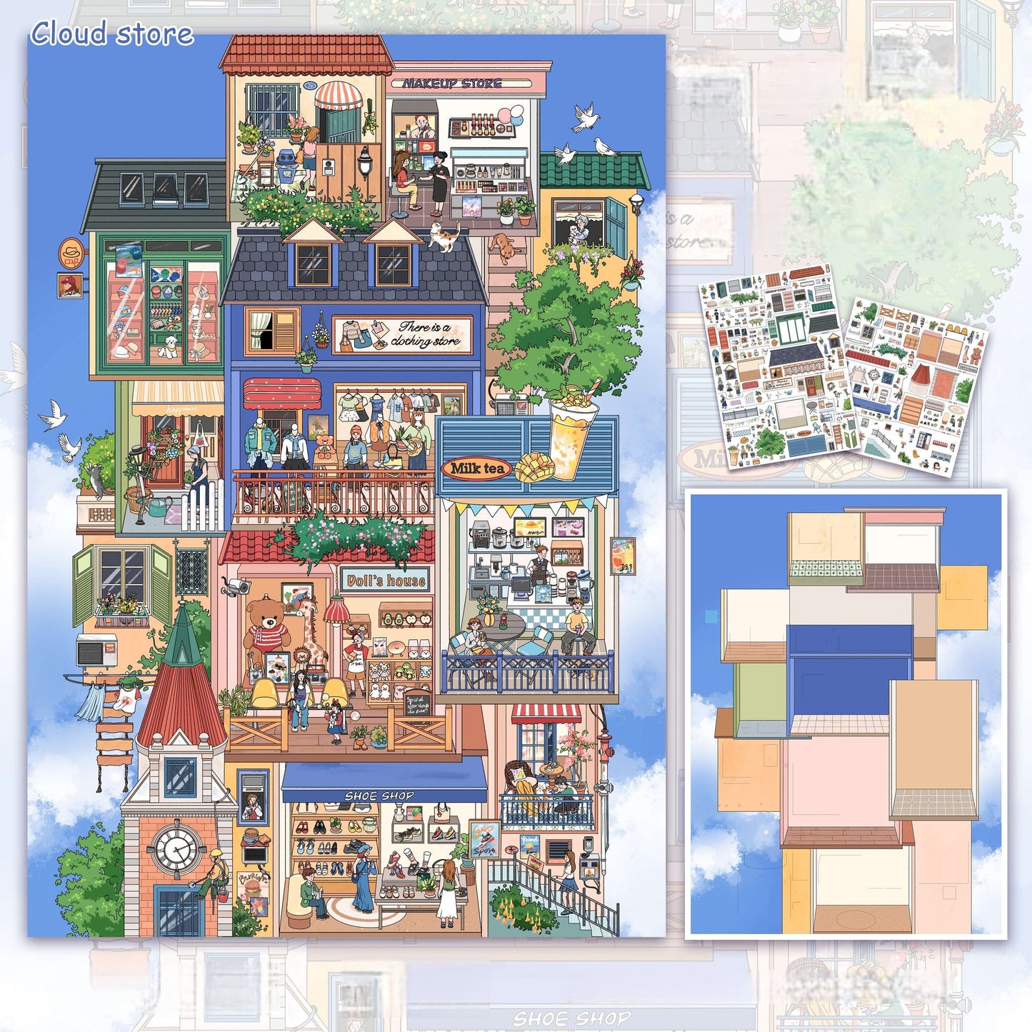 Daylight Dreams 3D Sticker | 4 Cute Miniature Scenes