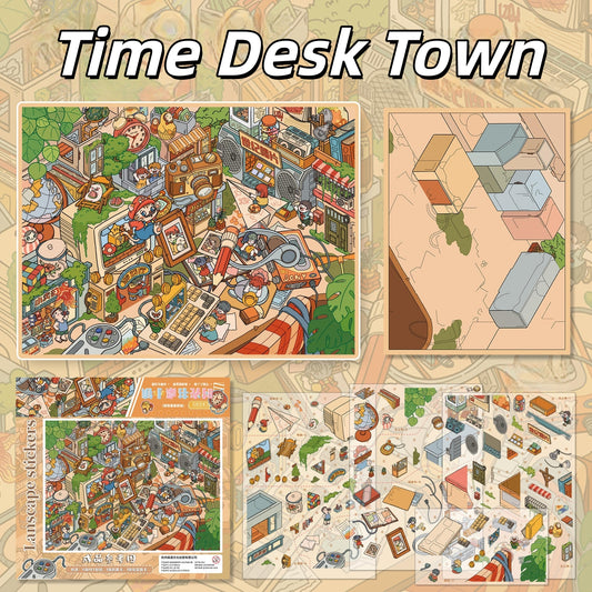 Time Desk Town 3D Sticker