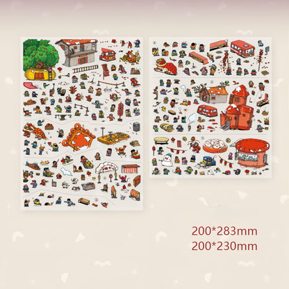New Year Street 3D Sticker | 3 Cute Miniature Scenes