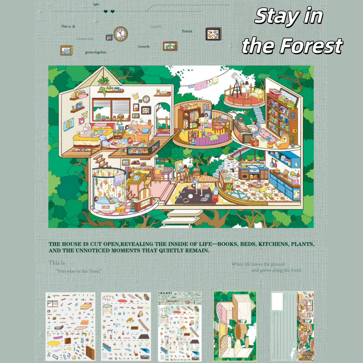 Private Residence 3D Sticker | 5 Cute Miniature Scenes