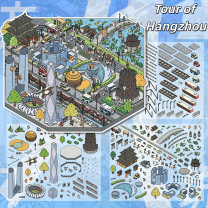 Paws on the Road 3D Sticker | 2 Cute Miniature Scenes