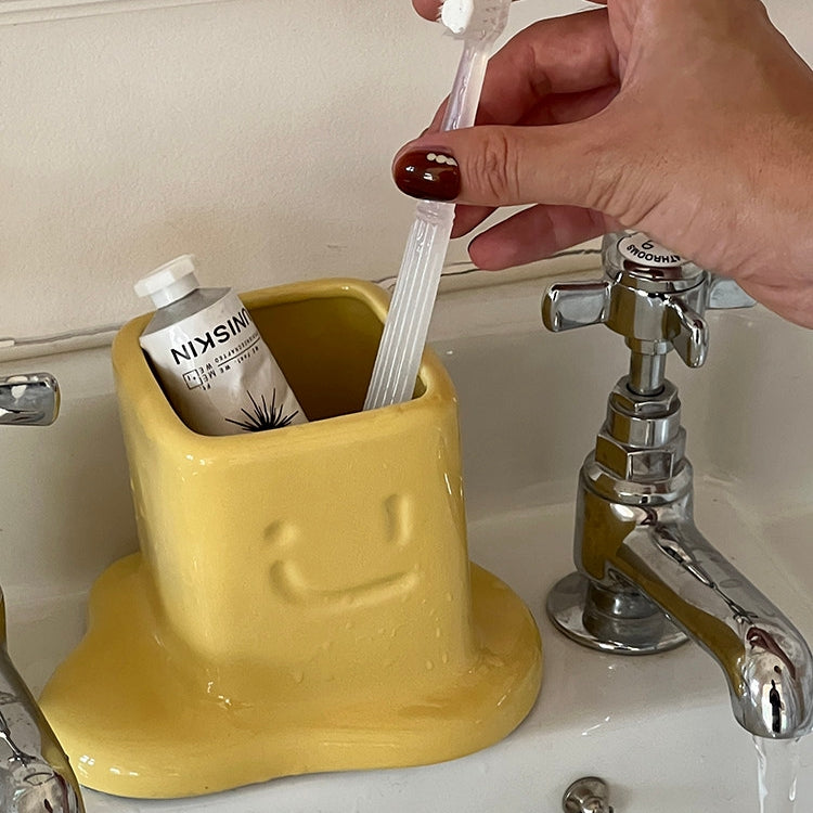 Melted Butter-Shaped Ceramic Pen Holder Desk Organizer