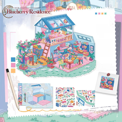 Colorful Retreat 3D Sticker | 2 Cute Miniature Scenes