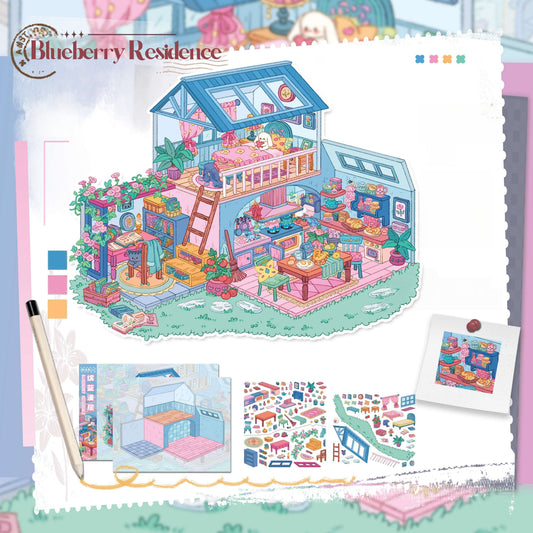 Colorful Retreat 3D Sticker | 2 Cute Miniature Scenes