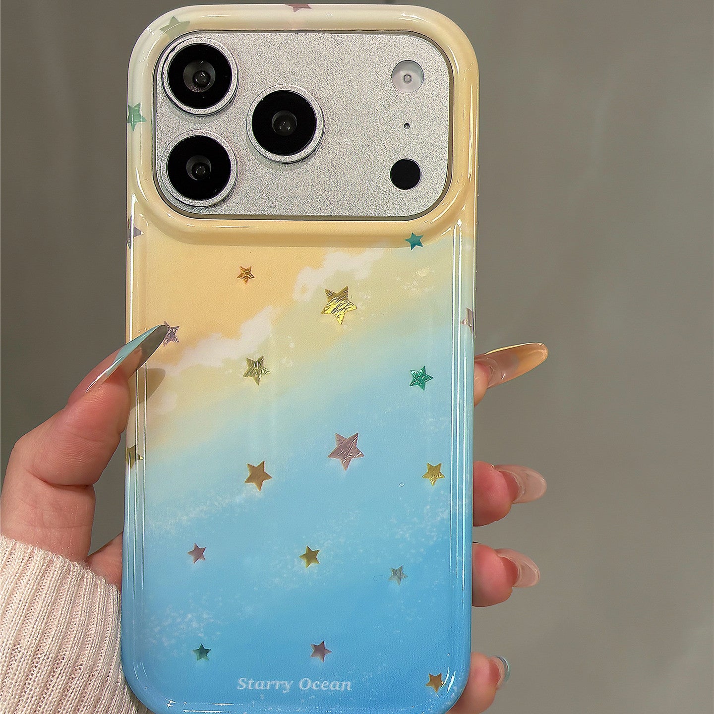 Yellow Blue Ombre Gilt Star Acrylic Phone Case