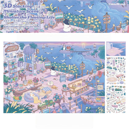 A Haven for the Wandering Soul 3D Sticker | 4 Cute Miniature Scenes